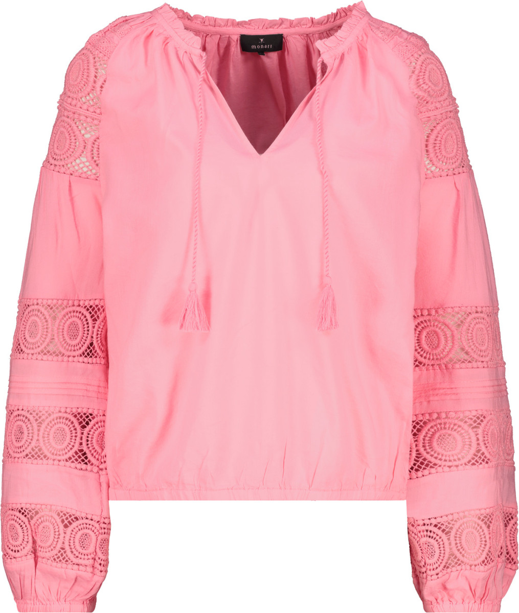 Bluse mit Spitzeneinsatz koralle
