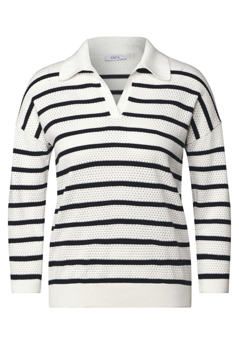 Gestreifter Feinstrickpullover