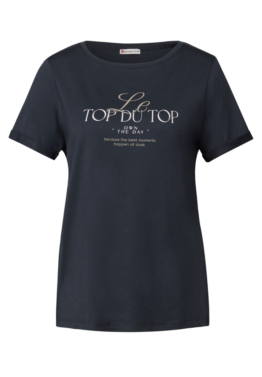 Shirt mit Turn-Up-Detail blau