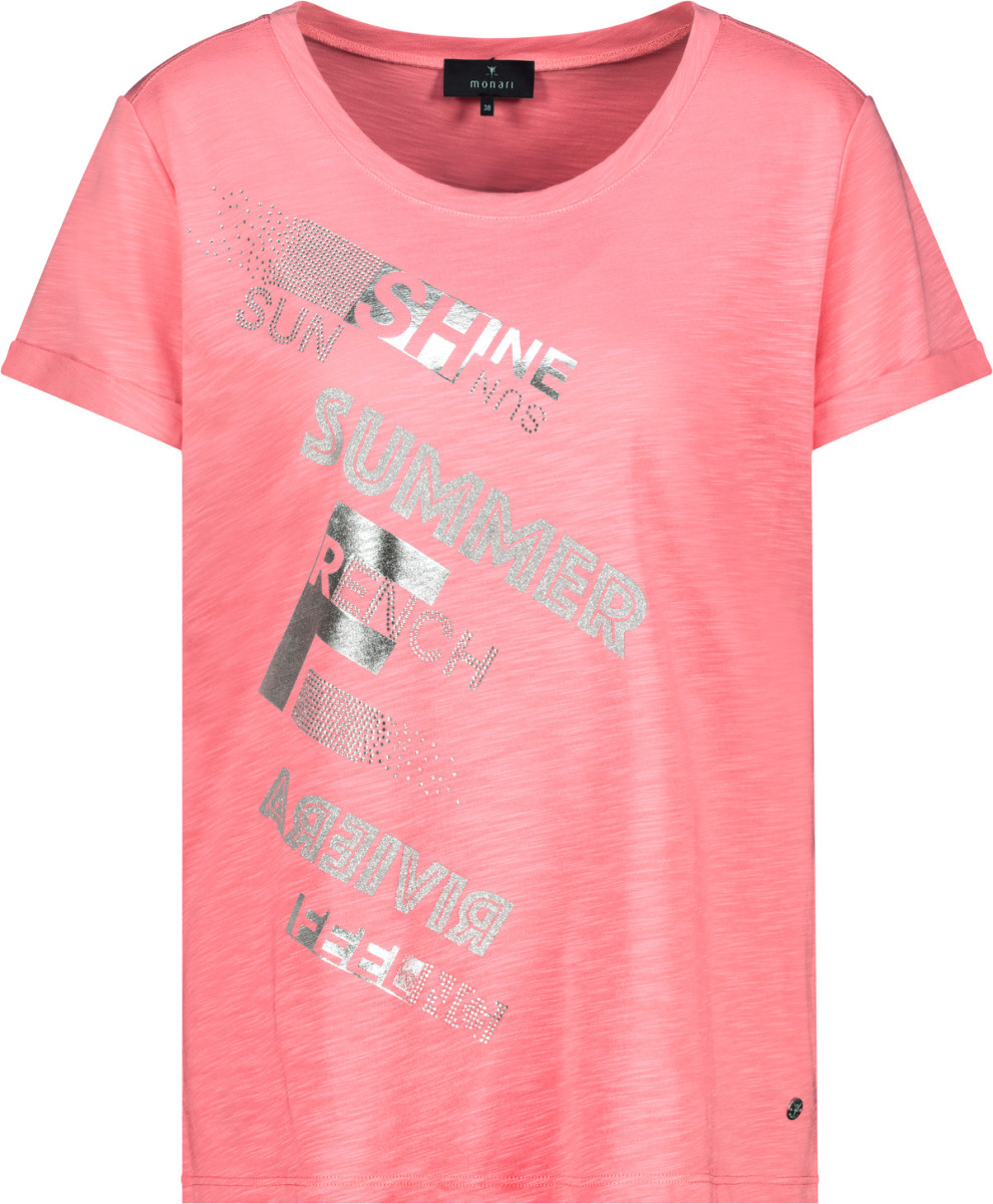 T-Shirt mit Schmuckschrift koralle