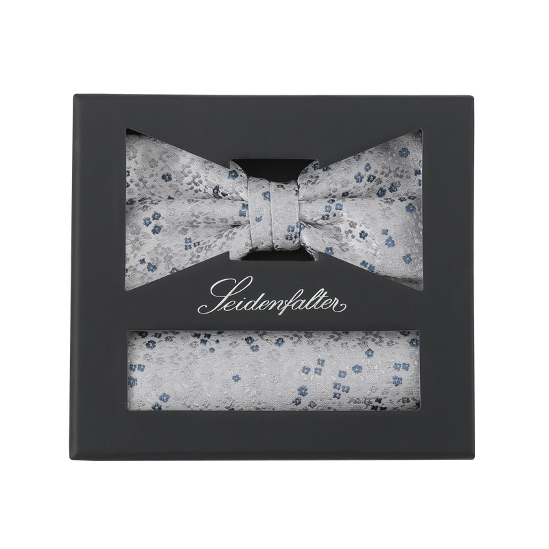 Set Fliege + Einstecktuch grau