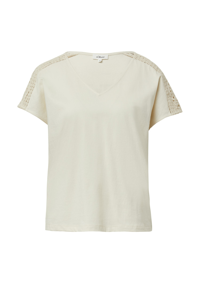 T-Shirt mit Häkelspitze weiß