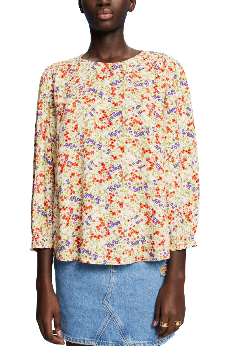 Florale Bluse mit 3/4-Ärmeln