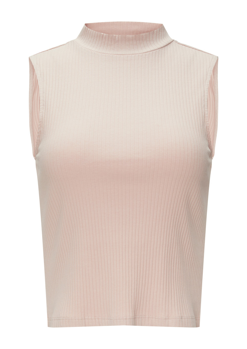 Verkürztes Ripptop mit Turtleneck rosa