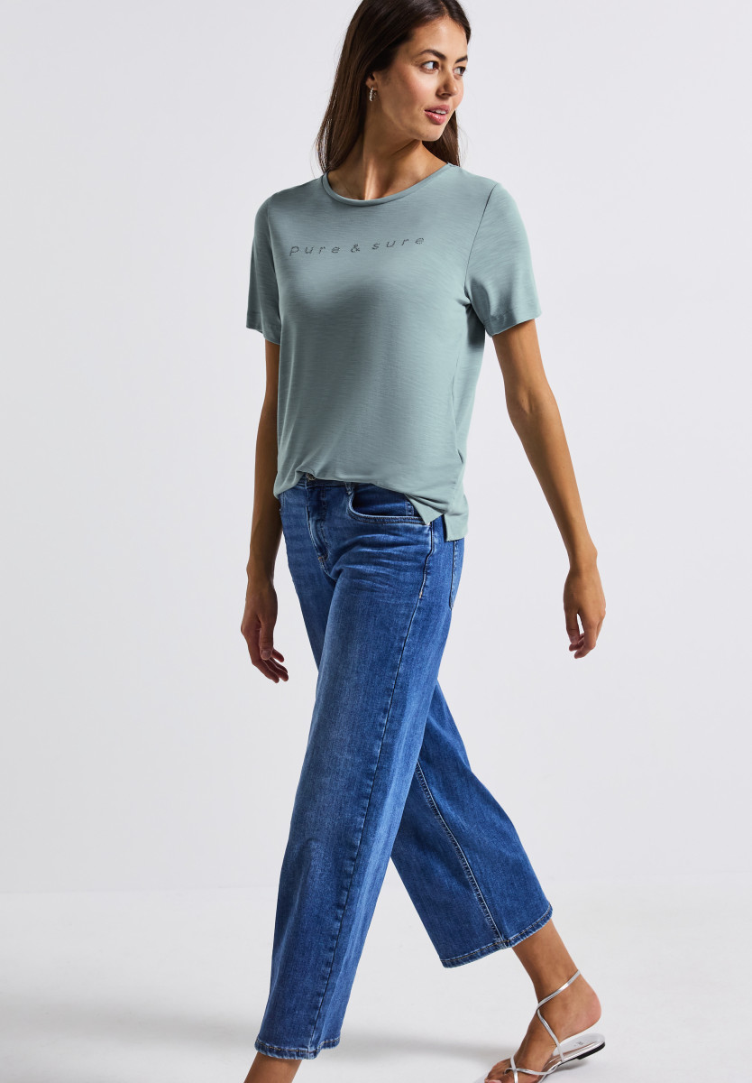Silk-Look Shirt mit Wording