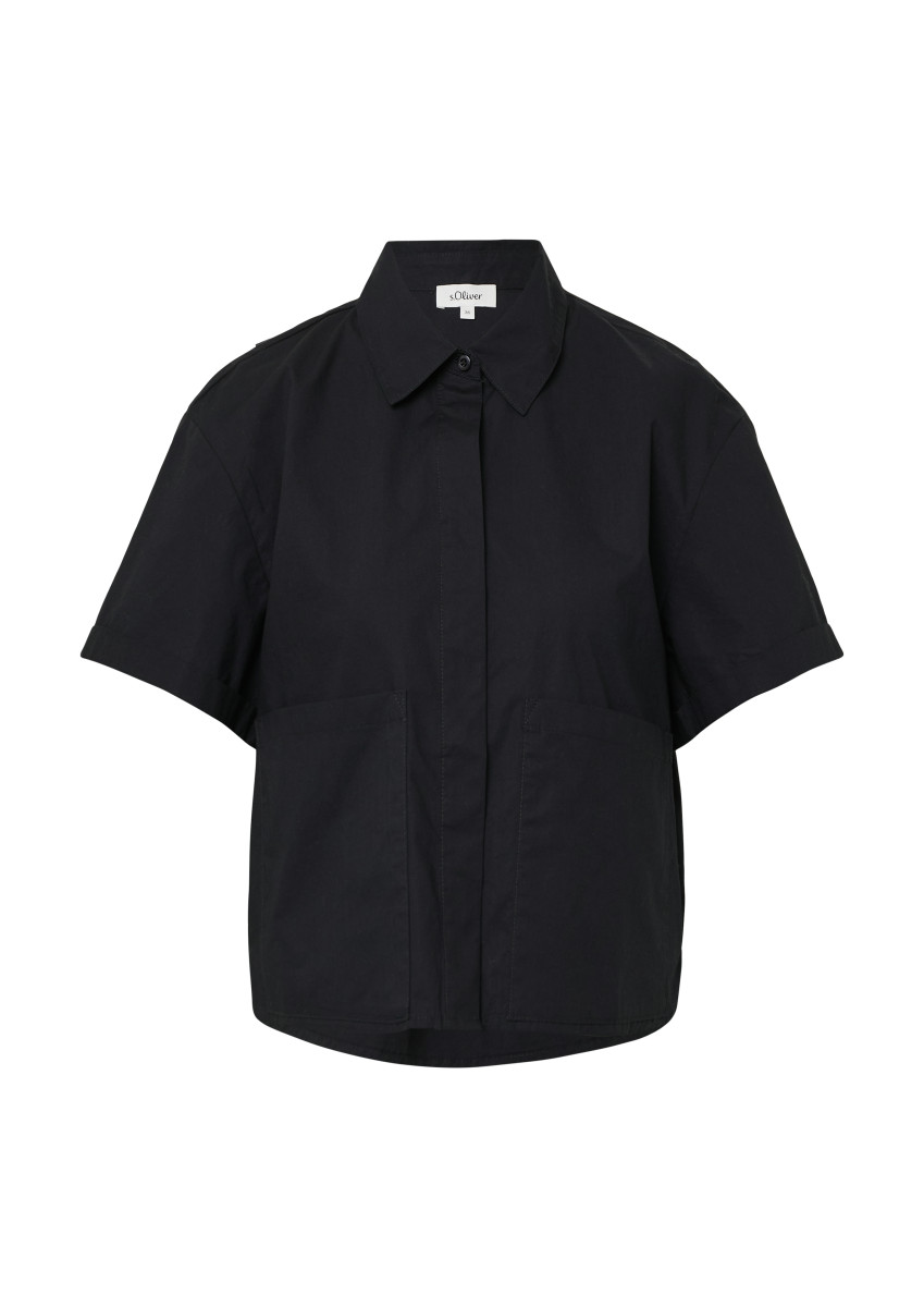Verkürzte Hemdbluse schwarz