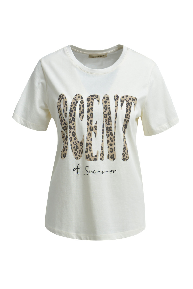 T-Shirt mit Frontprint beige