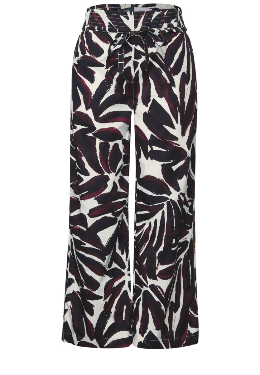 Gemusterte Wide Leg Hose beere