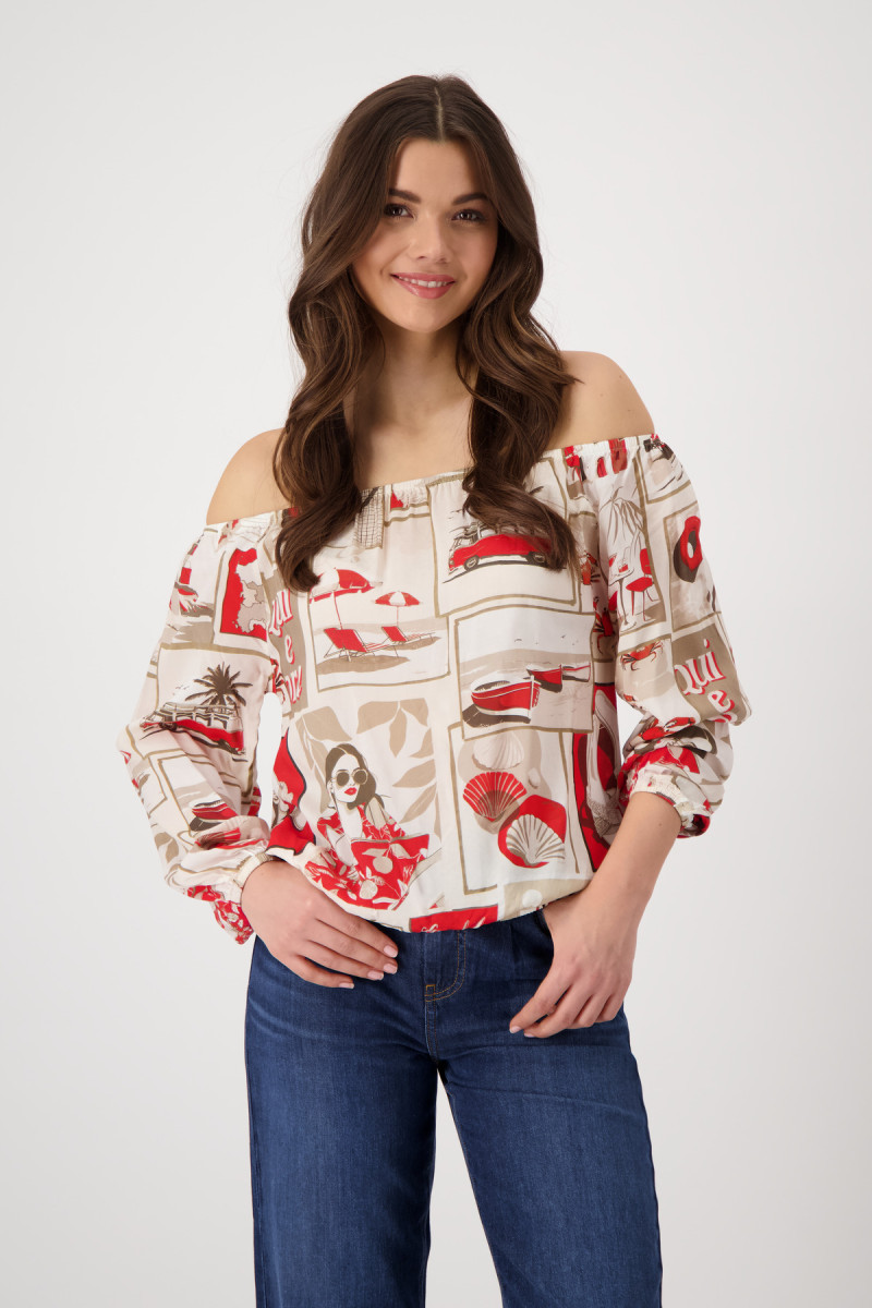 Bluse mit Polaroid-Print