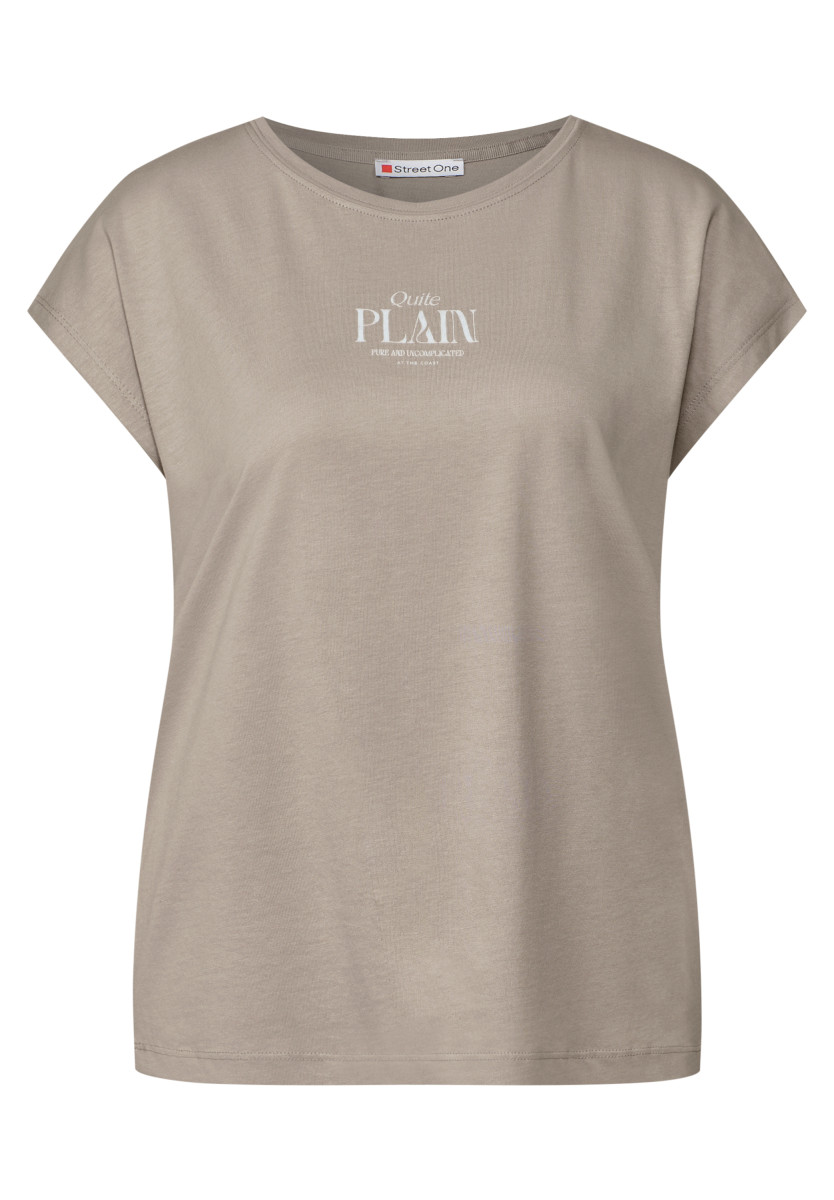 Basic Shirt mit Wording beige