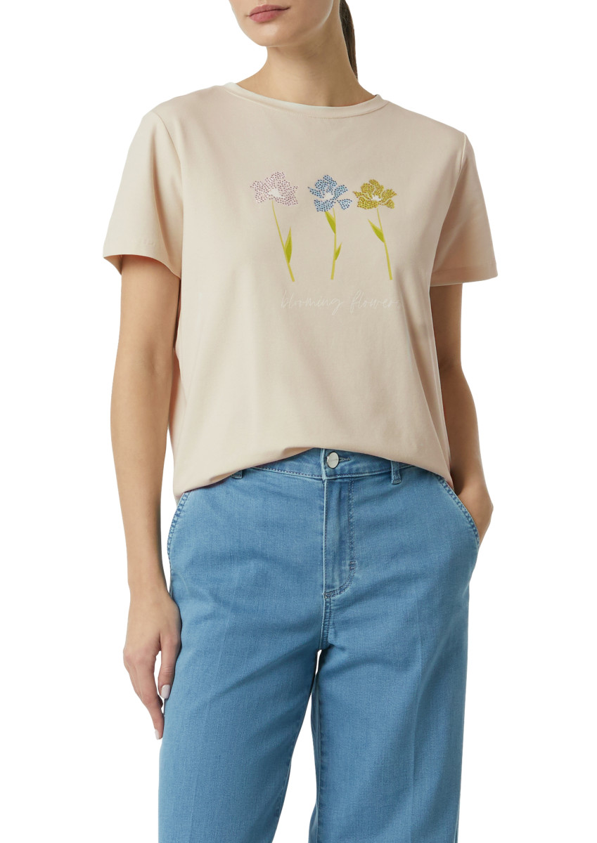 T-Shirt mit Artwork beige