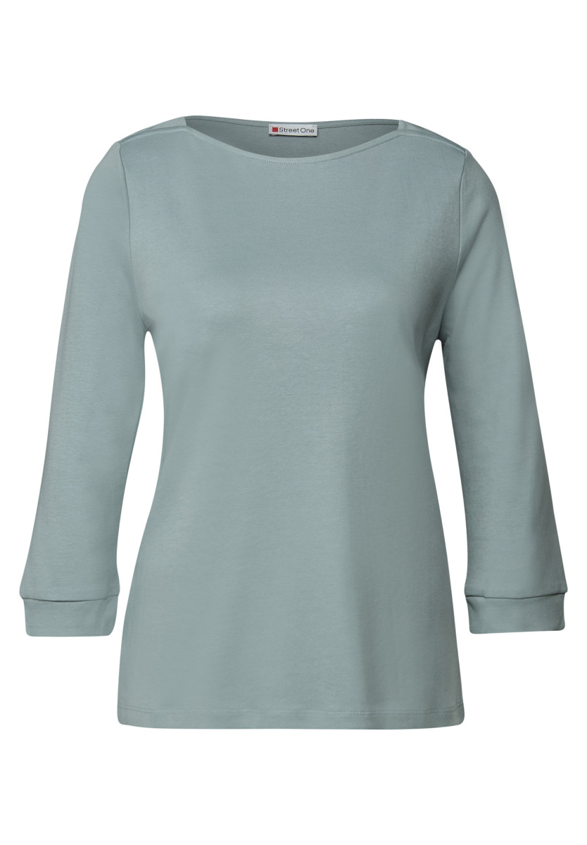 Shirt mit U-Boot-Ausschnitt blau