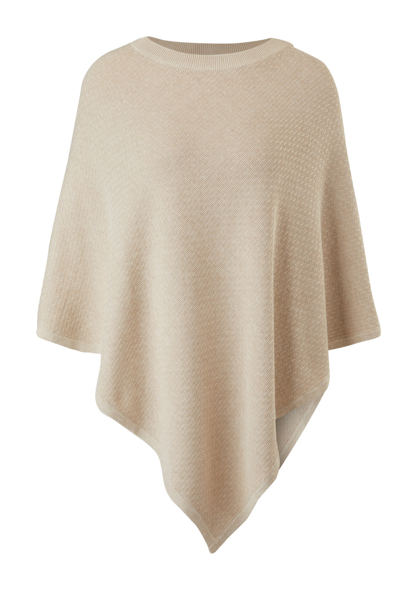 Poncho aus Baumwollmix beige