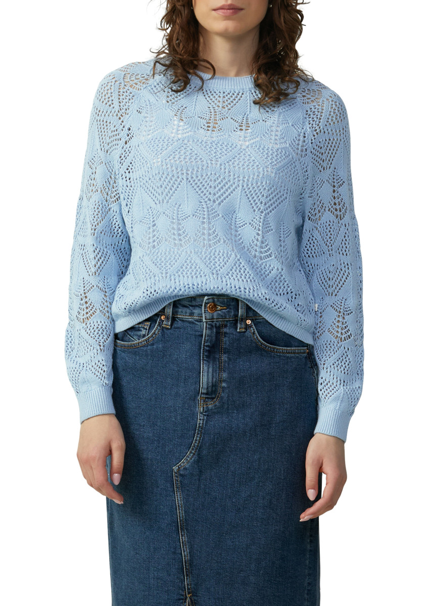 Baumwollpullover mit Ajourmuster