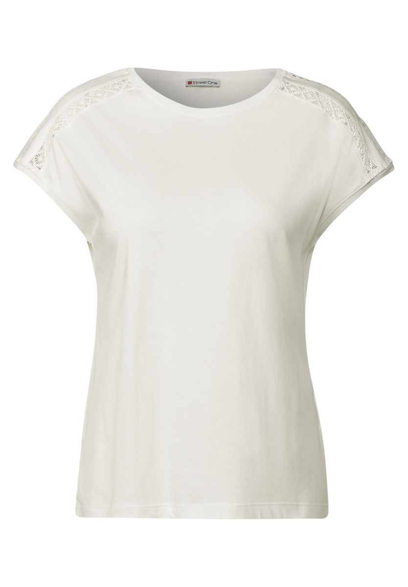 T-Shirt mit Häkeldetails weiß